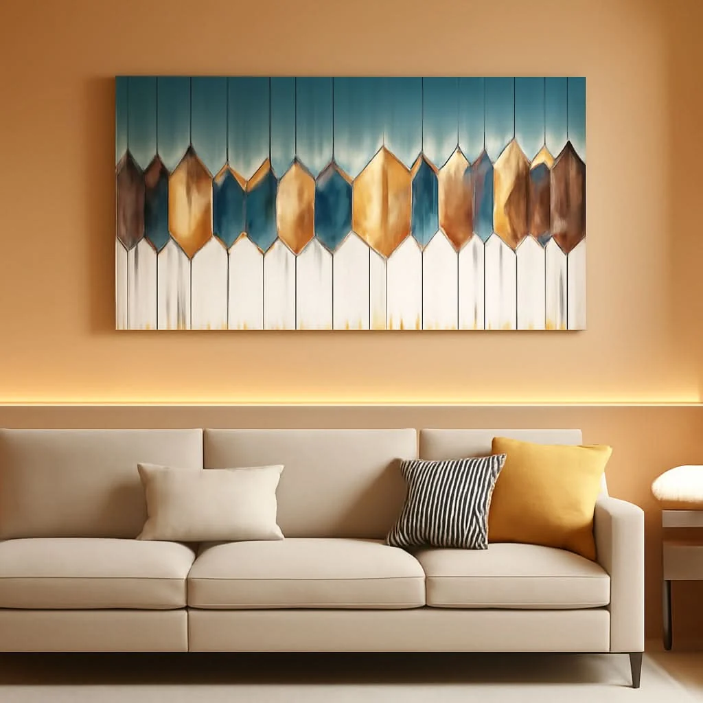 Fine Crafted Colorful Leaves Canvas Wall Art 20×40 Inches Abstract Casual