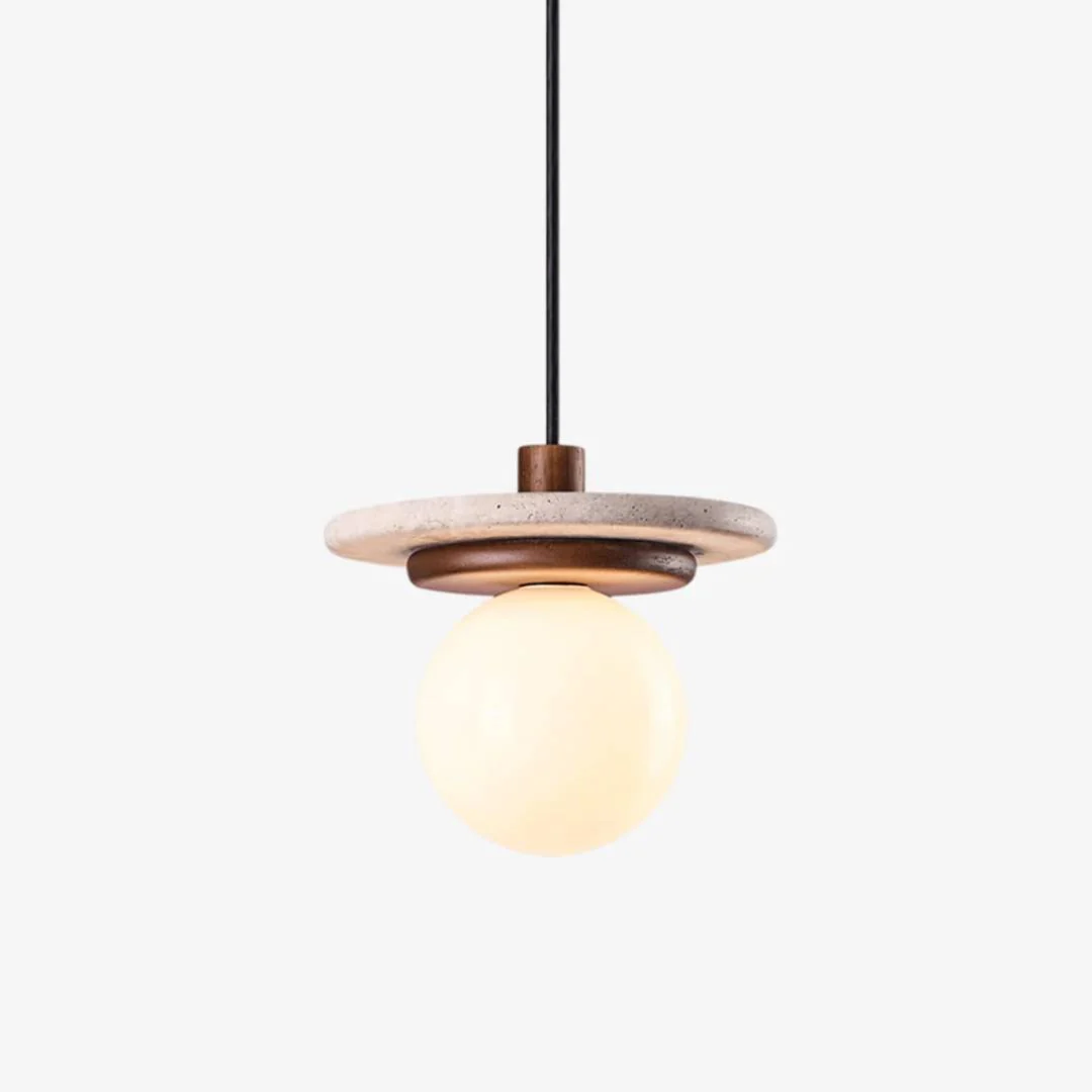 Specialty Travertine Disc Pendant Lamp Smart