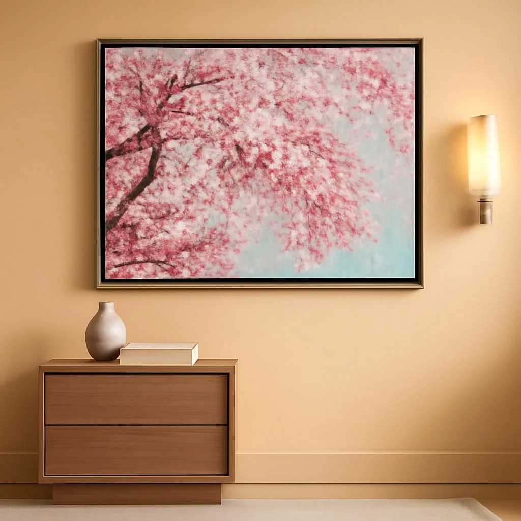 Secure Hand Painted Plum Blossom Canvas Wall Art With Floating Frame Sustainable