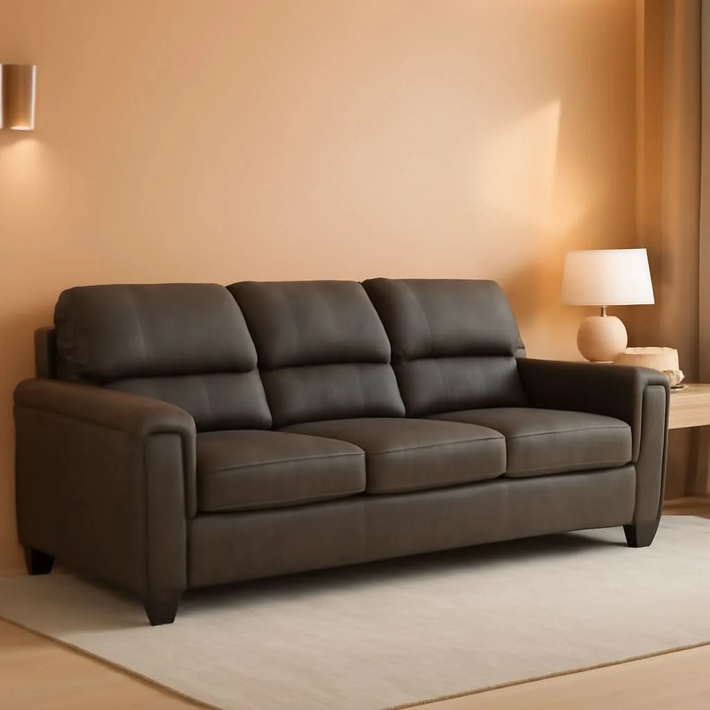 Sophisticated Queen Faux Leather Contemporary Sleeper Couch Gray Top-Quality