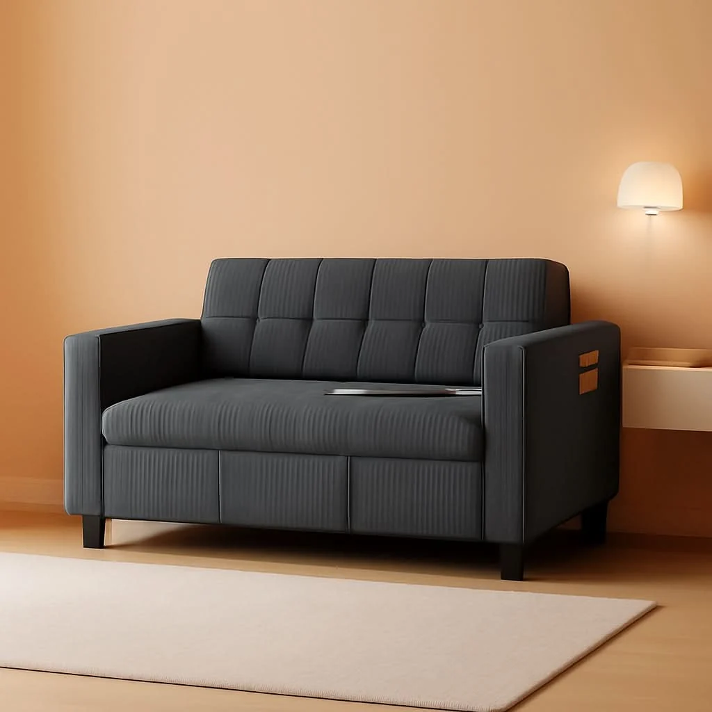 Organic Corduroy Gray 54 Inch Multifunctional Sleeper Sofa Reliable