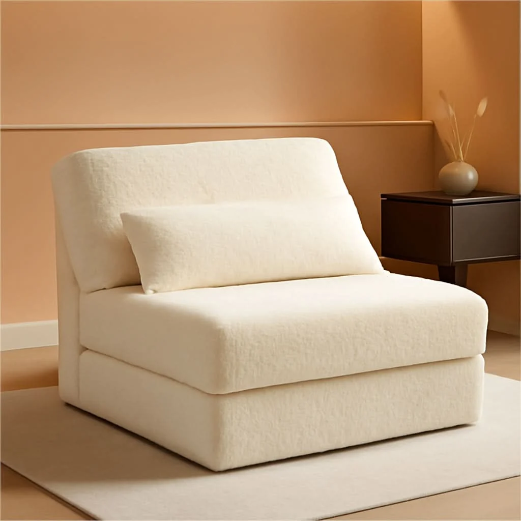 Reusable Multifunctional Sleeper Sofa Bed Single Size Beige Specialty