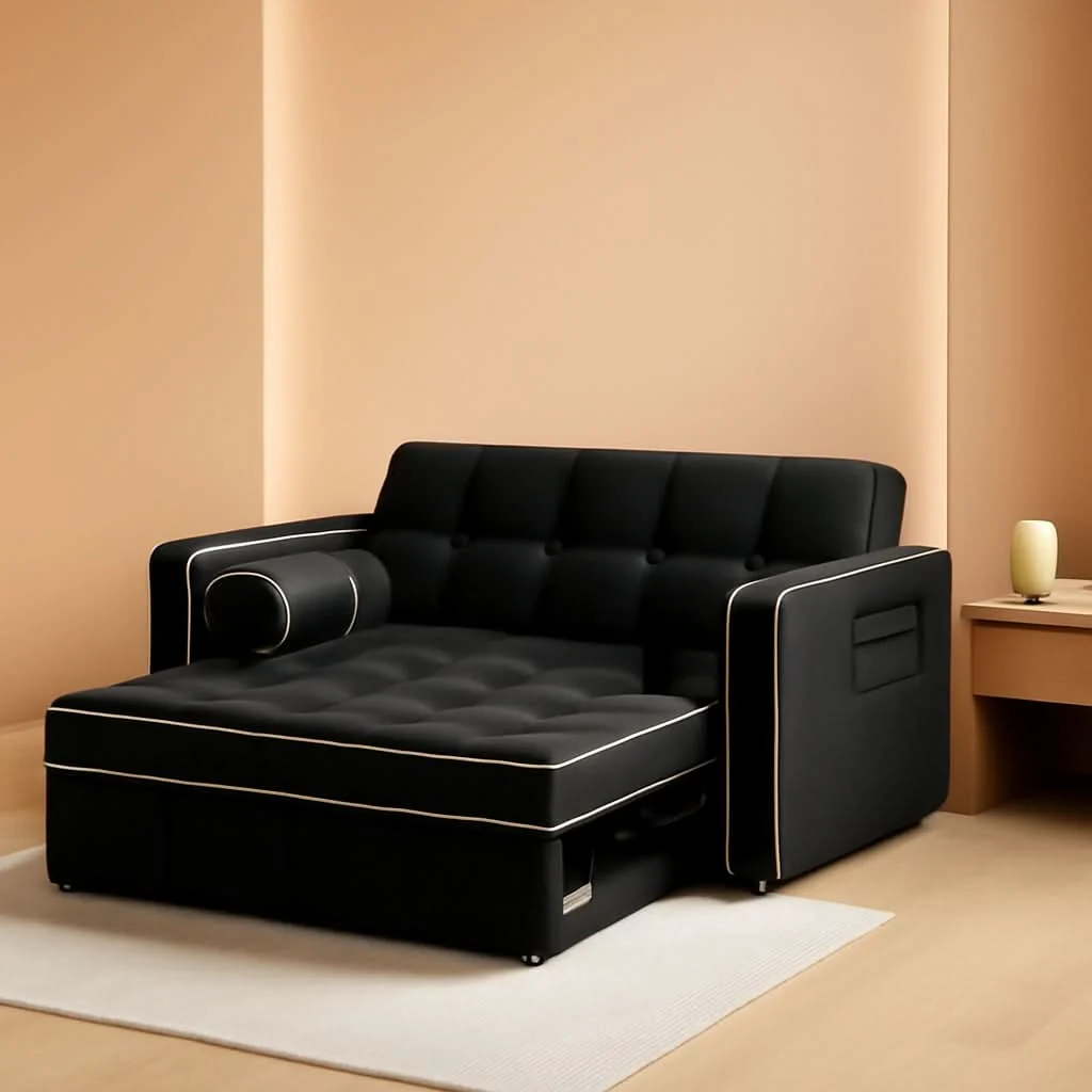 Responsible Charcoal Velvet Multifunctional Sleeper Sofa Bed USB Green