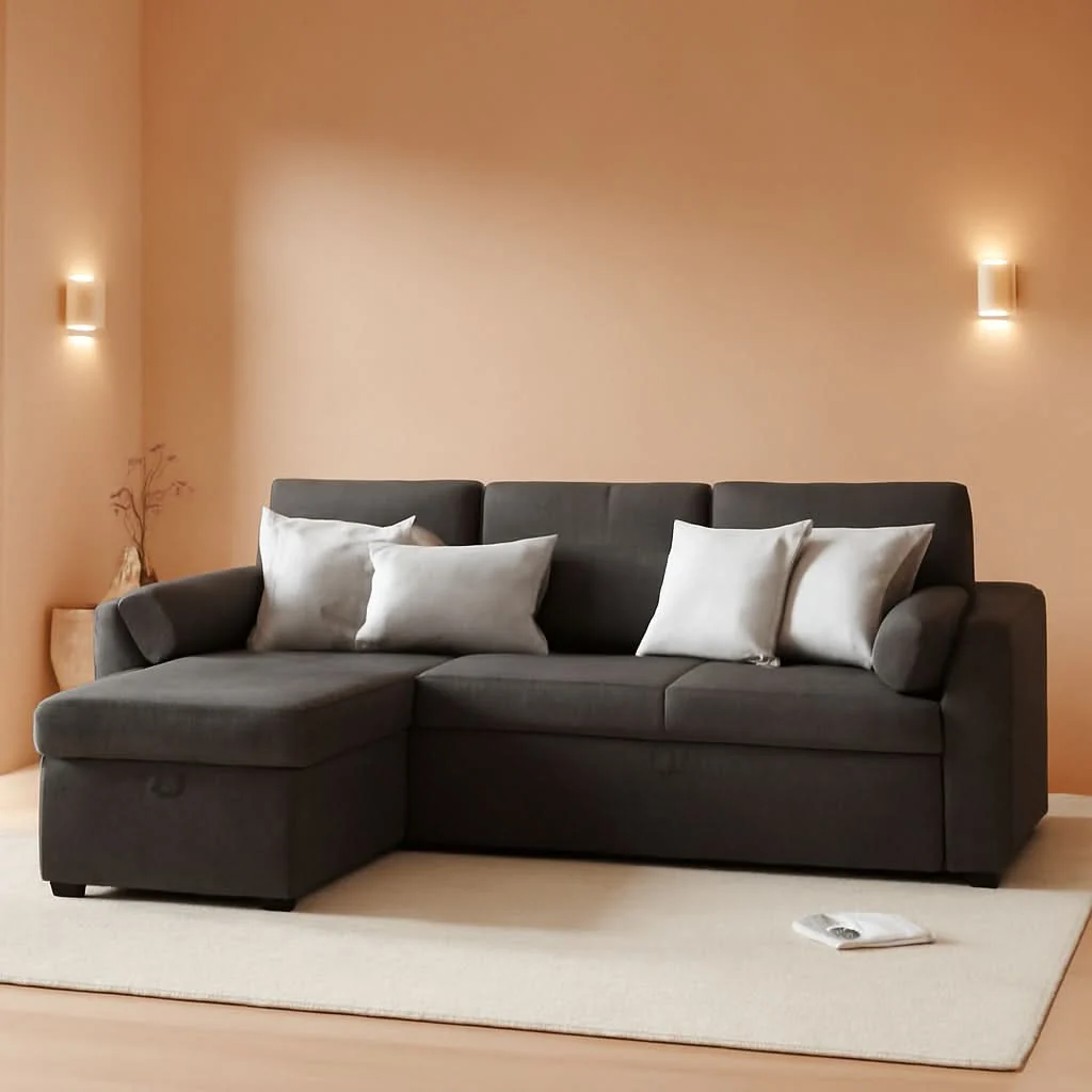 Professional Gray Sectional Sleeper Sofa With Storage Chaise Bed Minimalist