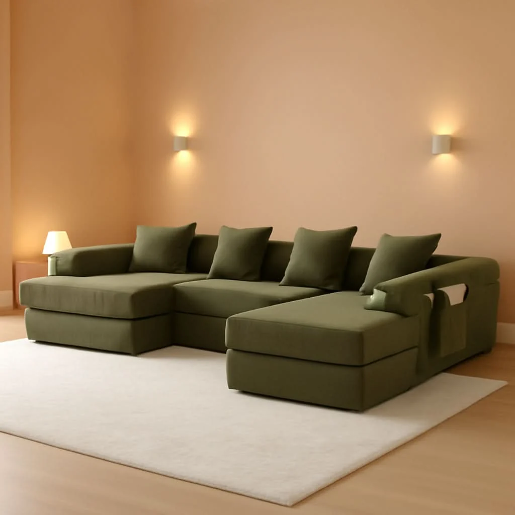 Efficient Olive Green Corduroy Premium Modular Sleeper SofaBed Carefully Designed