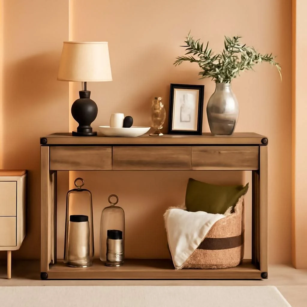 High-Performance Sofa Console Table Forty Seven Inches Three Drawers Narrow Solid