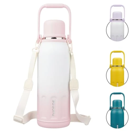Smooth Stainless Steel Insulated Bottle with Handle Strap Environmentally Friendly