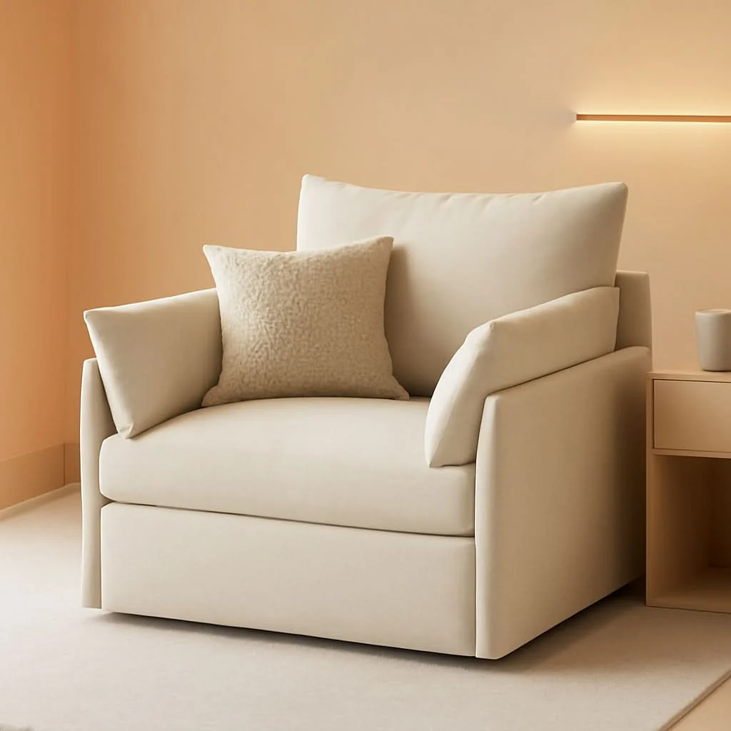 Efficient White Upholstered Accent Chair With Removable Backrest Consistent