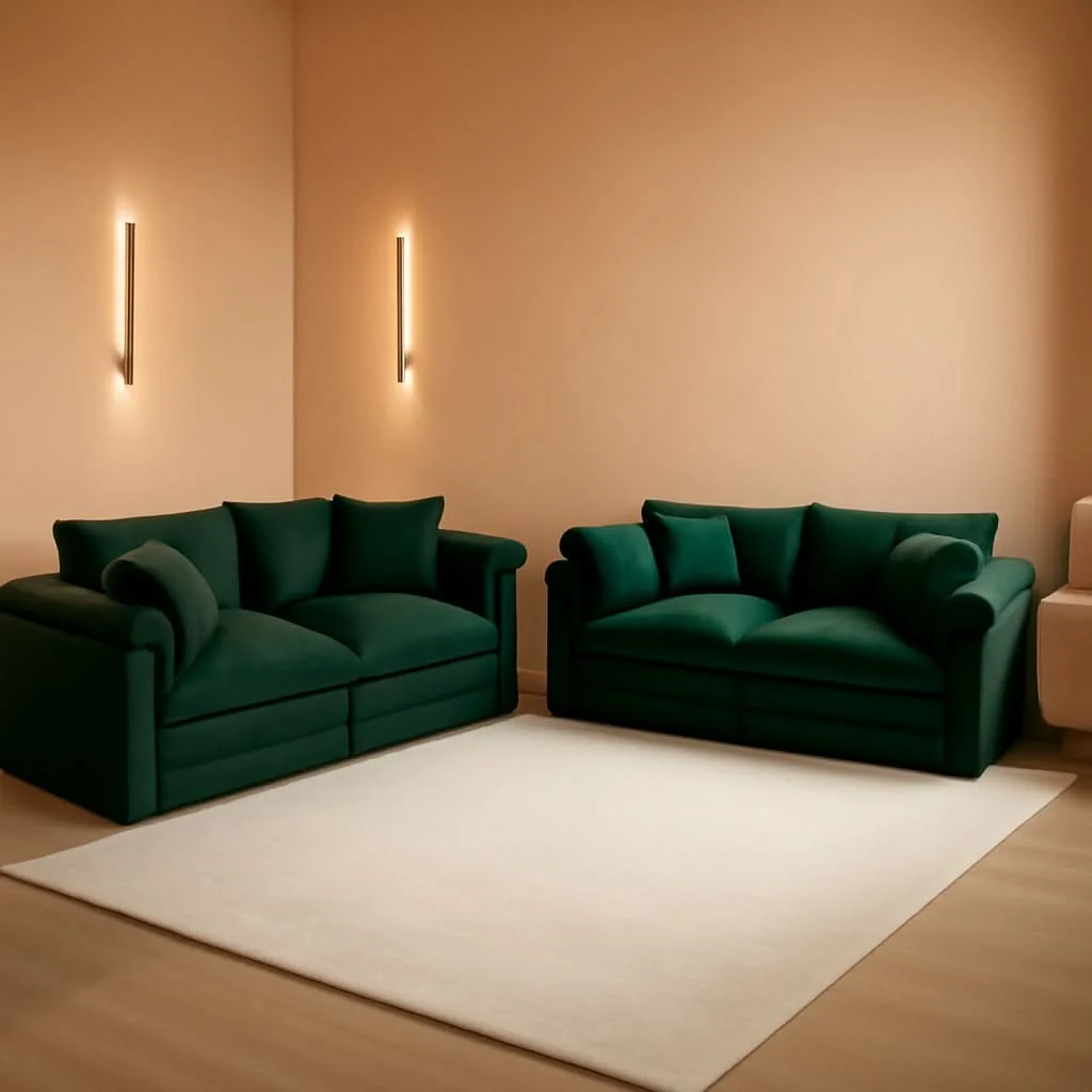 Modern Oversized 2 Piece Sofa Set 3 Seater Loveseat Green Verified
