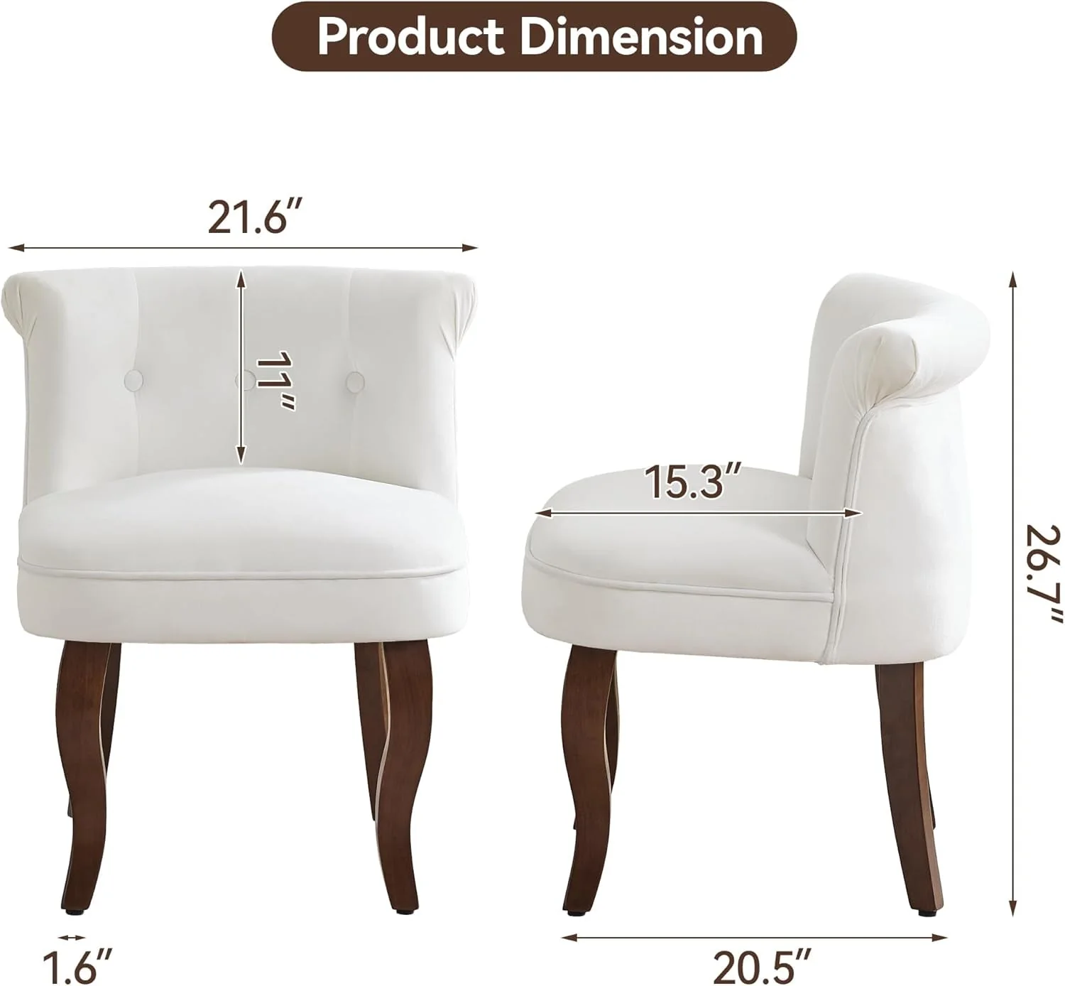 Top-Quality Elegant White Velvet Upholstered Tufted Vanity Chair High-Quality