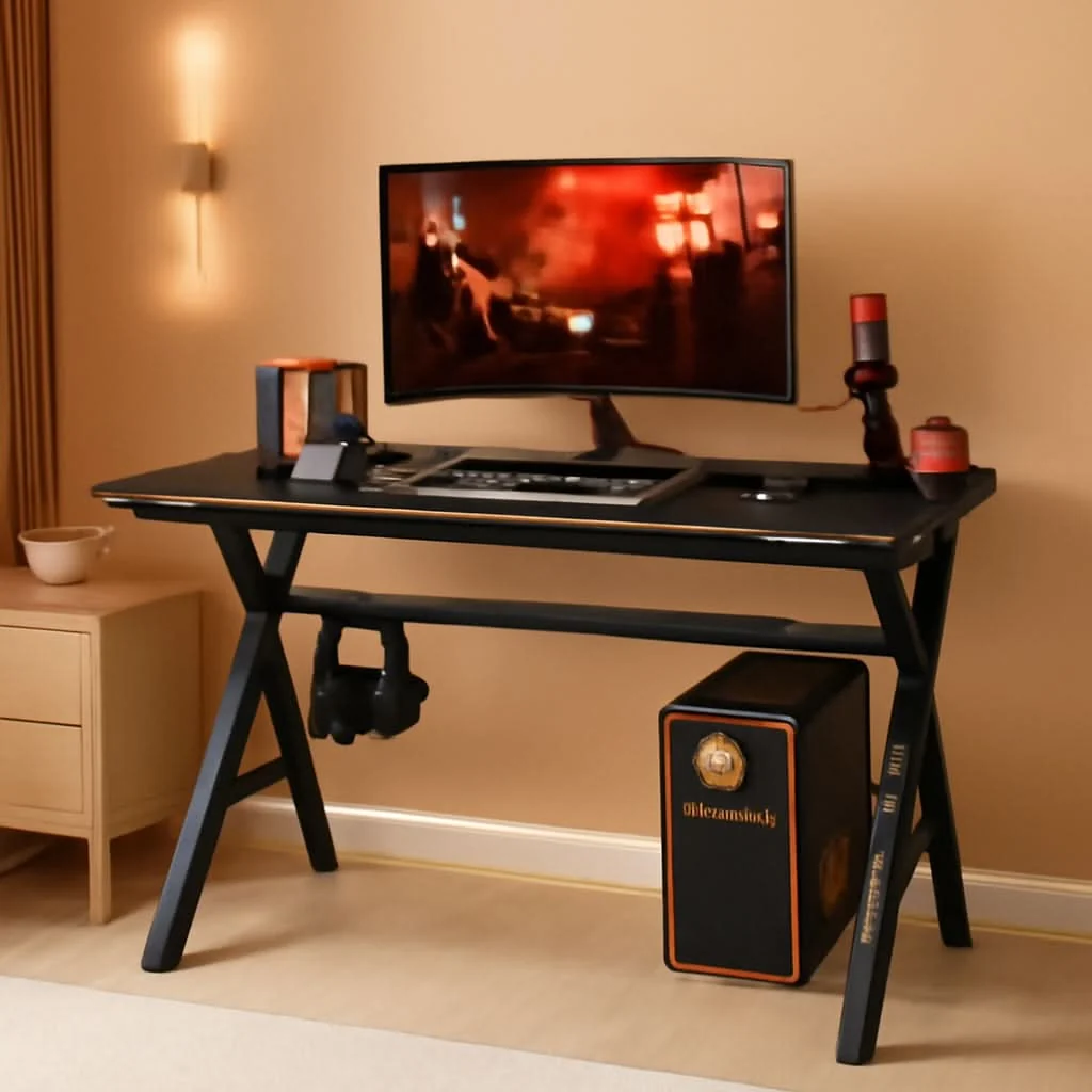 First-Class 47 Inch Gaming Desk With Cup Holder For Home Office Recyclable