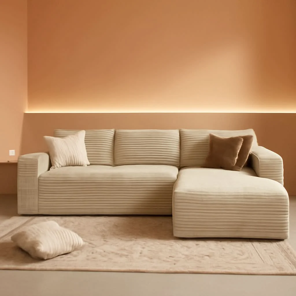 Expertly Made 104 Inch Cloud Sectional Sofa Beige No Assembly Required Modern Uphols Natural
