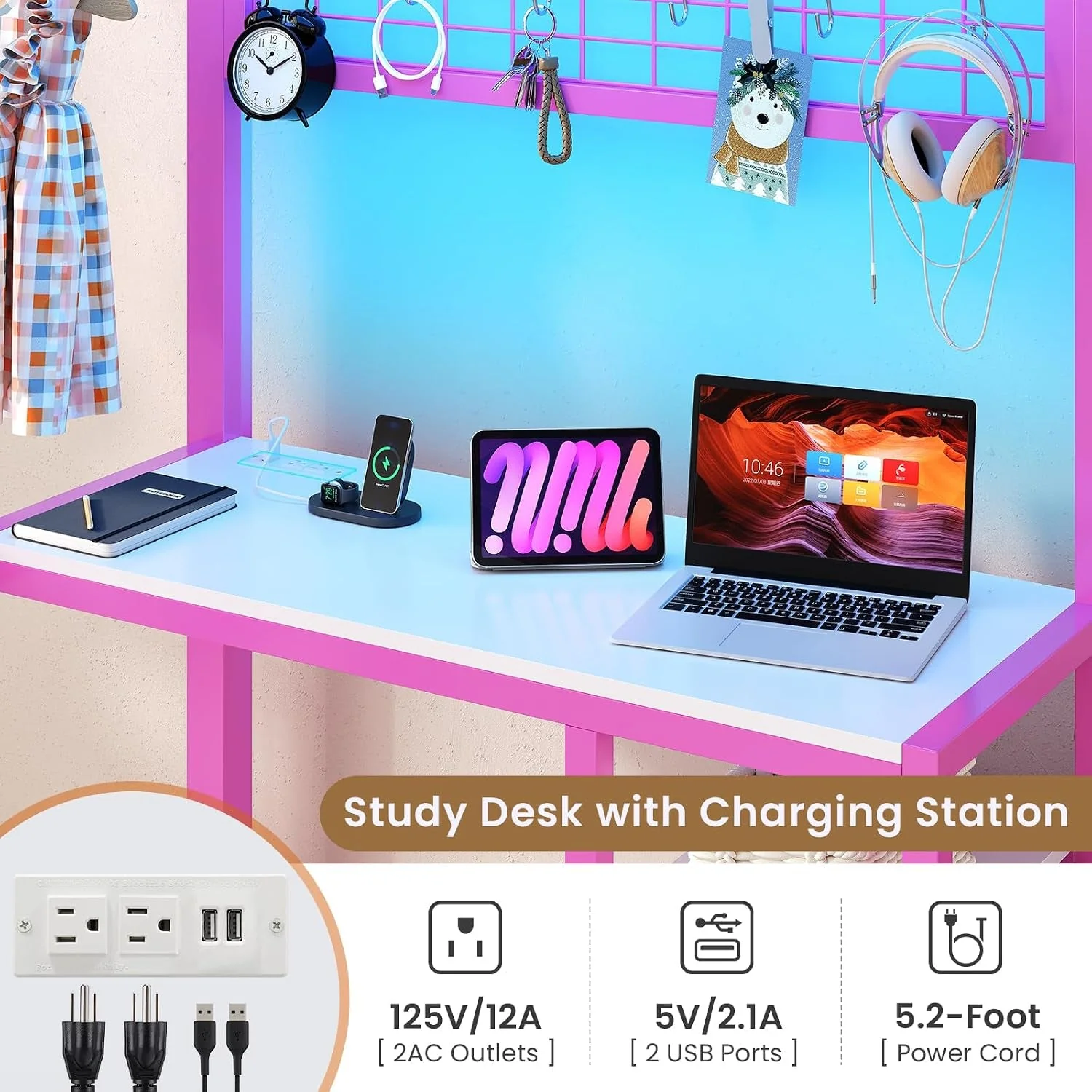 Carefully Designed Twin Over Twin Bunk Bed With Desk USB Charging Storage Reusable