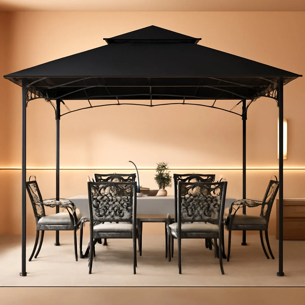 Recyclable 10×12 Black Outdoor Gazebo Weatherproof Steel Frame Organic