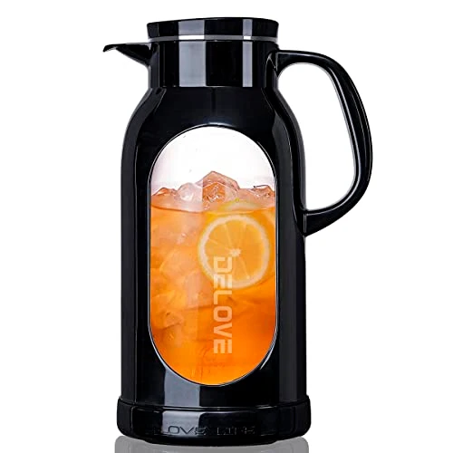 Superior 68 oz 2 Liter Glass Pitcher with Shatterproof Shell Unique