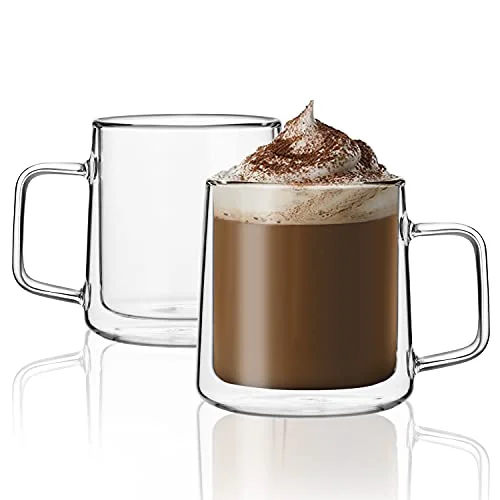 Green 12oz Glass Coffee Mugs 2 Count Efficient