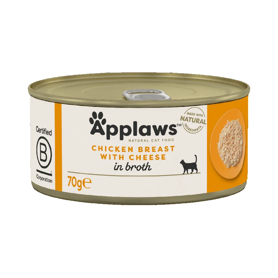 Elegant Applaws Natural Wet Adult Cat Food Chicken Breast with Cheese in Broth Powerful
