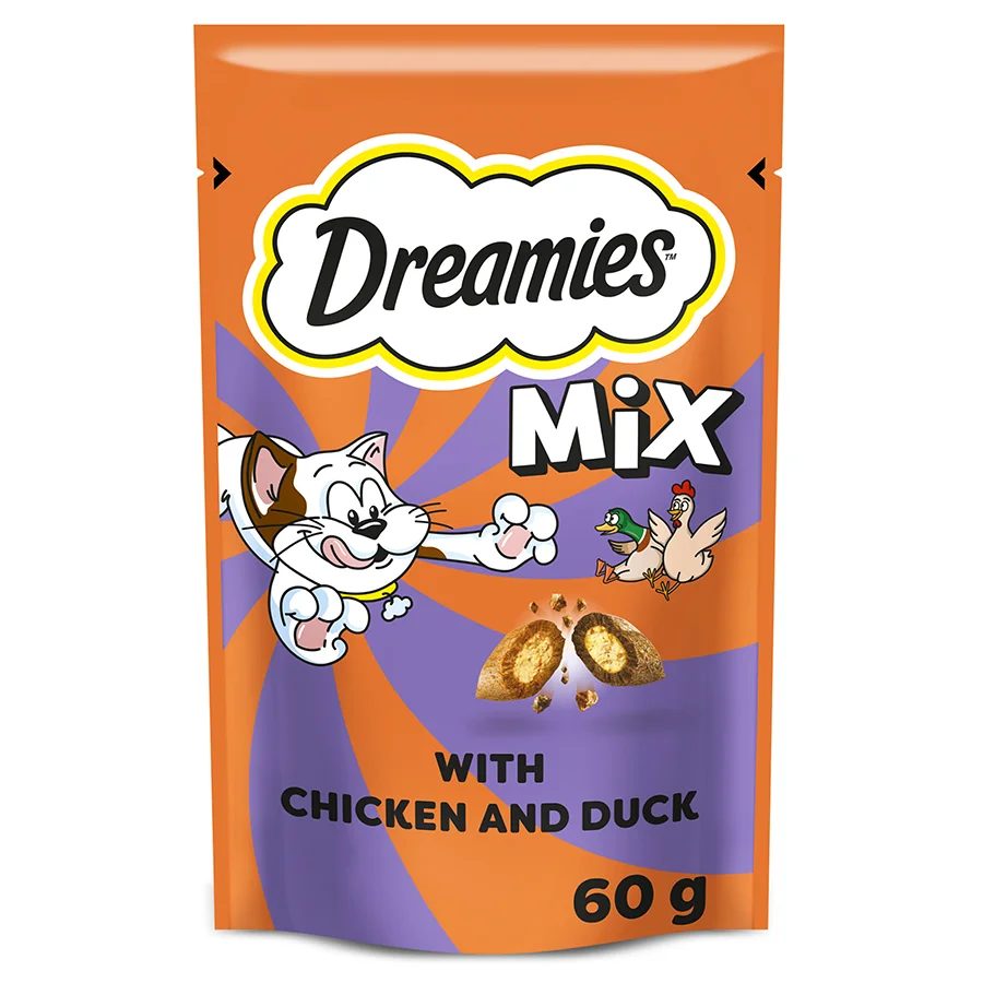 Genuine Dreamies Mix Cat Treat Biscuits with Chicken Duck 60g Sustainable