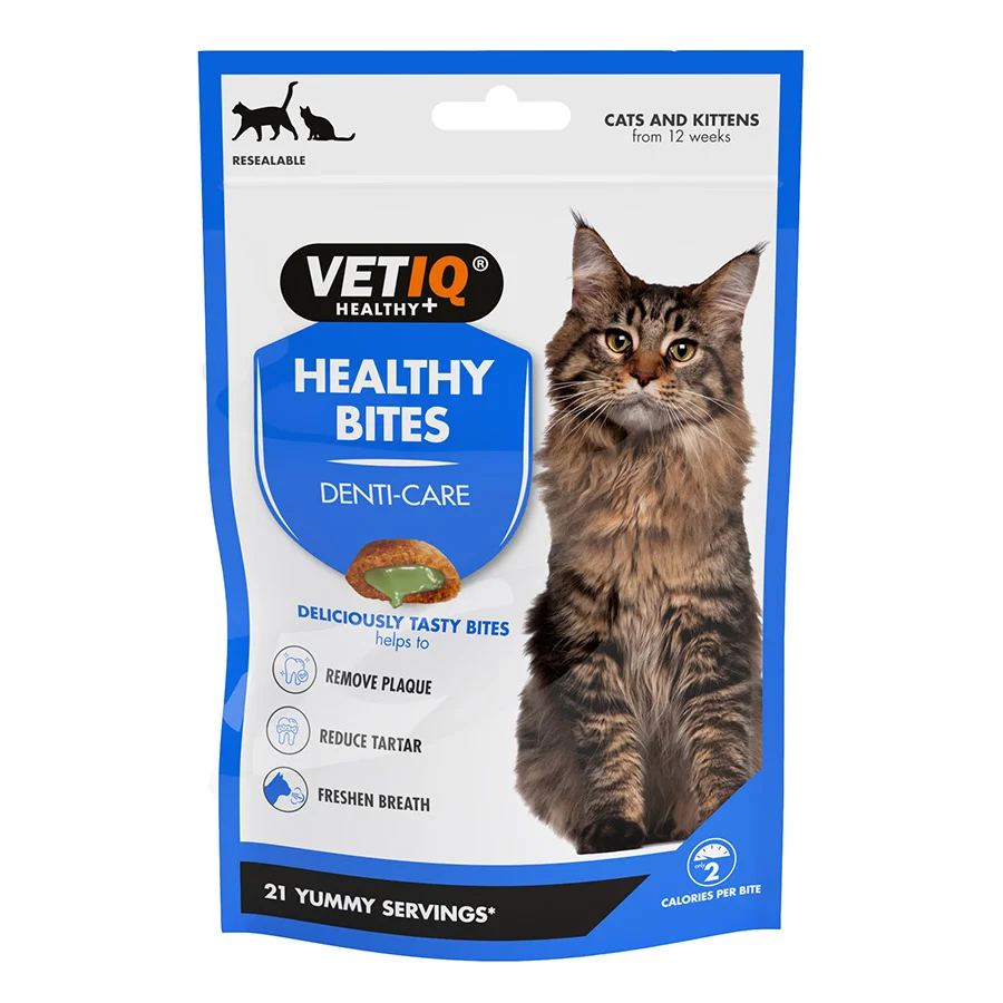 Reusable VetIQ Healthy Bites Breath Dental Cat Kitten Treats 65g Unique