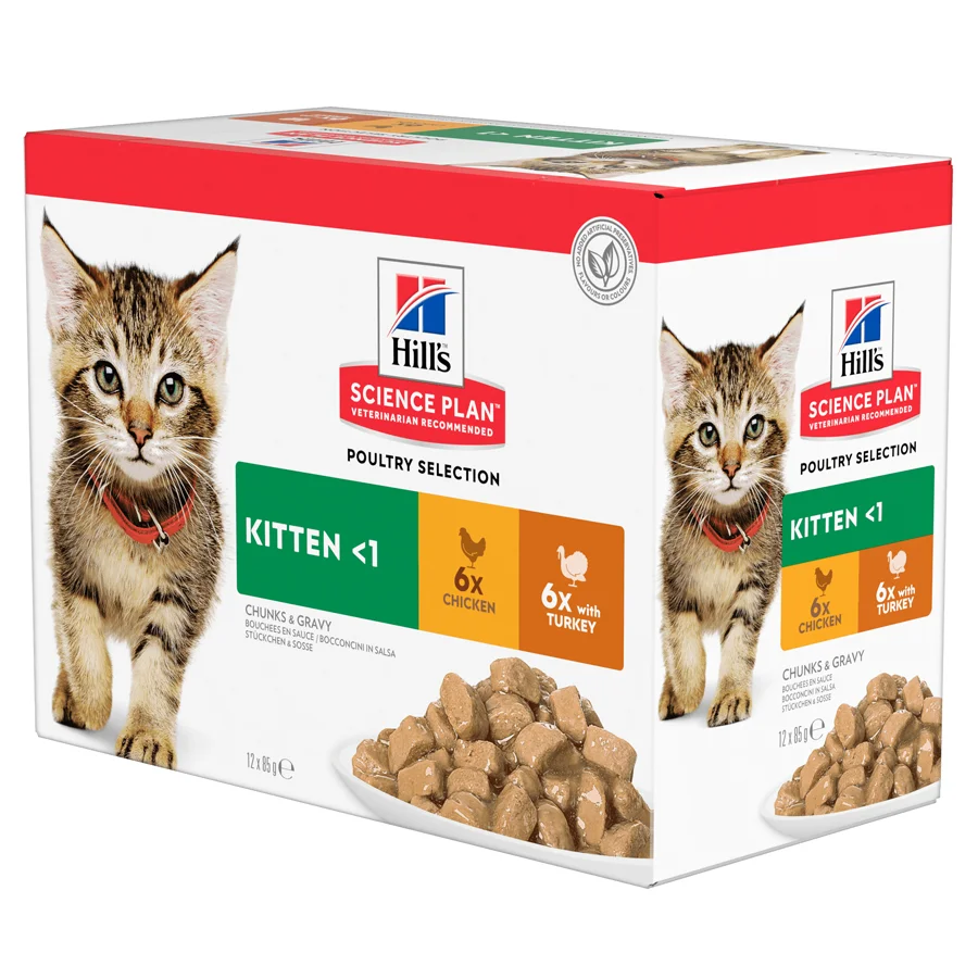 Reliable Hill x27 s Science Plan Wet Kitten Food Chicken Turkey 12x85g Reusable