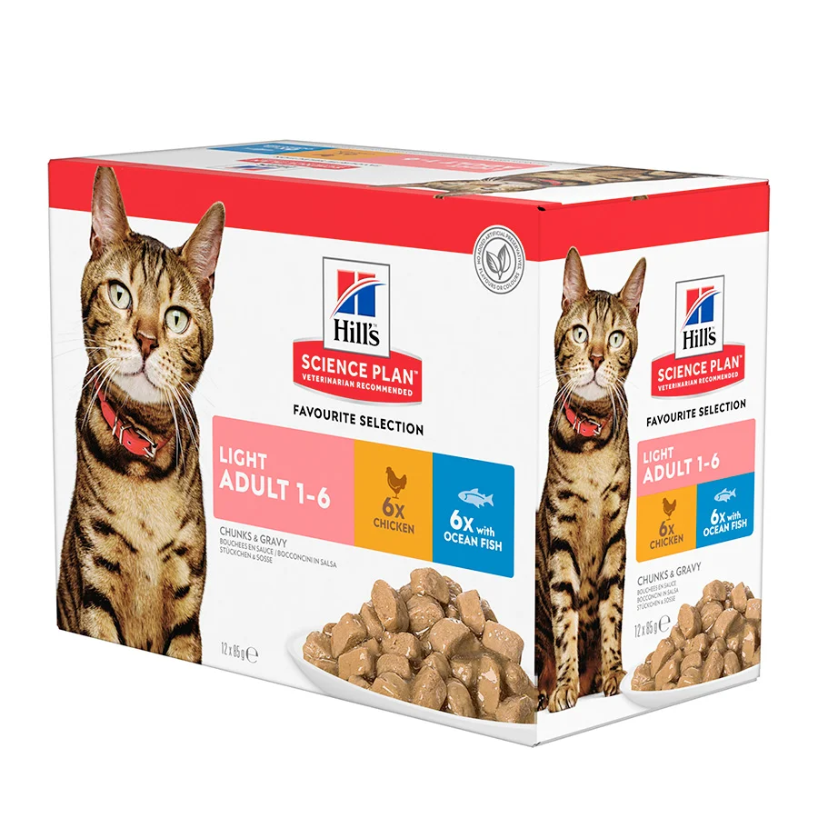 Fine Crafted Hill x27 s Science Plan Light Adult Wet Cat Food Chicken Ocean Fish 12x85g Official