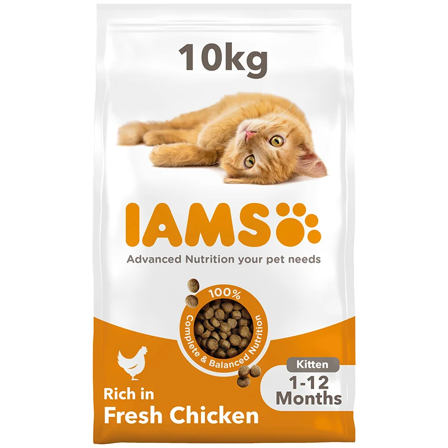 Contemporary Iams Kitten Dry Cat Food Chicken 10kg Durable