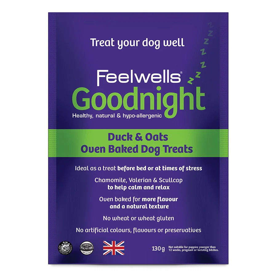 Secure Feelwells Oven Baked Goodnight Dog Treats Duck Oats 130g Proven