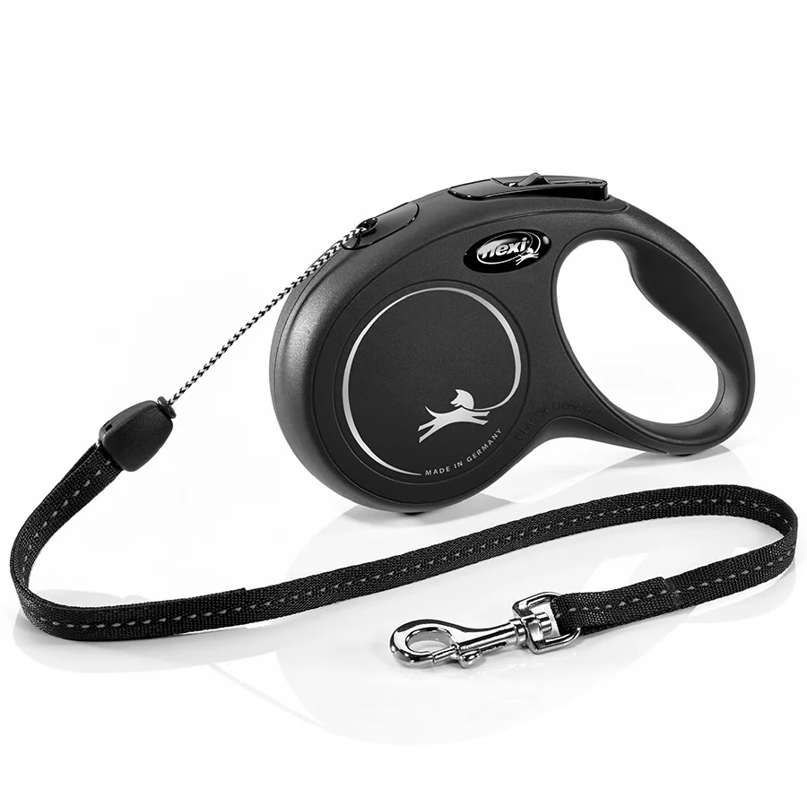 Organic Flexi New Classic Extending Dog Lead 8m Black Healthy