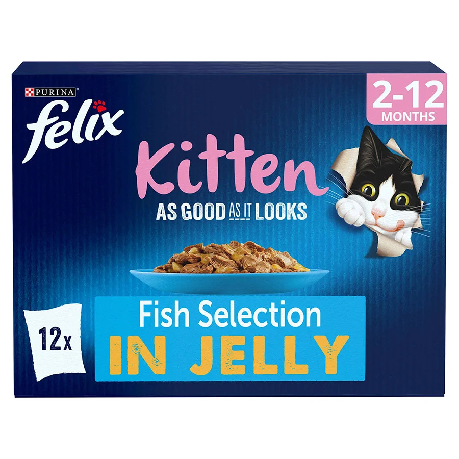 Natural Felix Kitten Wet Cat Food Fish Selection In Jelly 12x100g Breathable