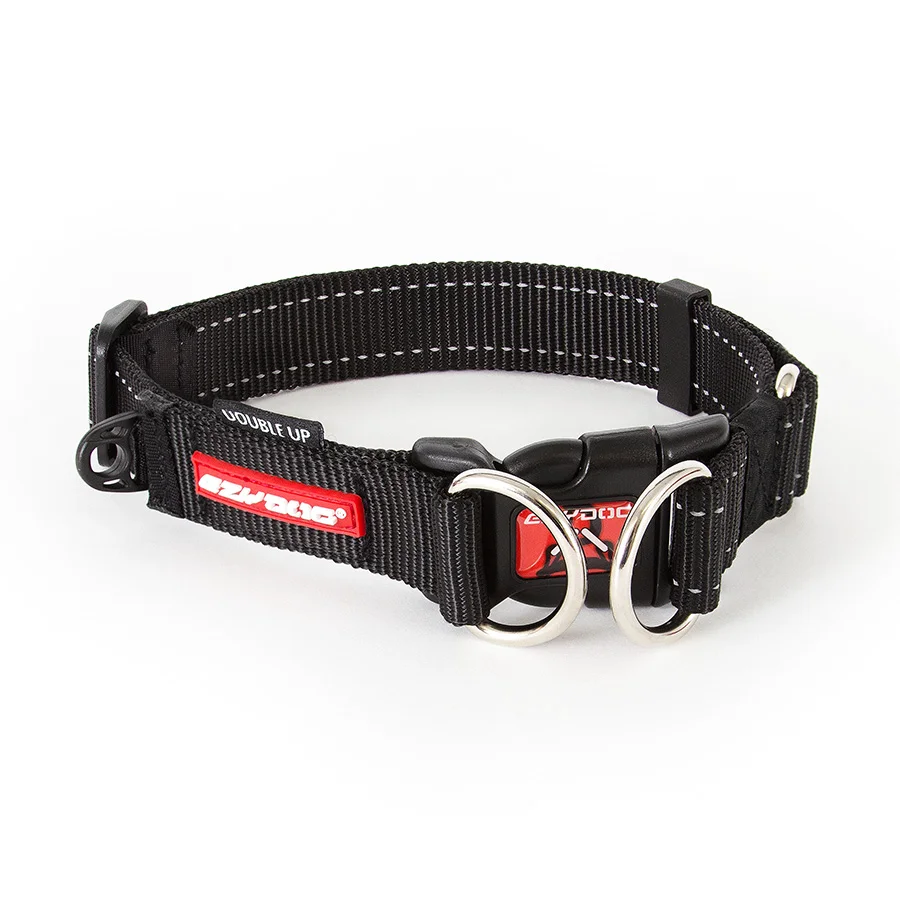 Outstanding EzyDog Double Up Dog Collar Black Small Lightweight