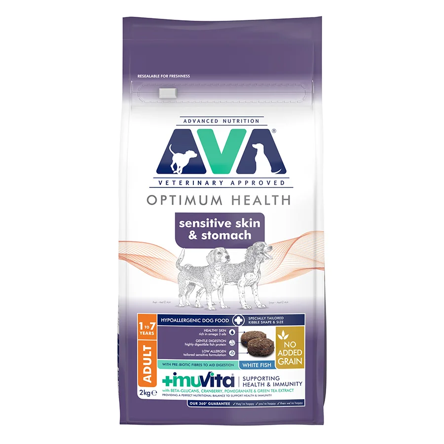 Organic AVA Optimum Health Sensitive Skin Stomach Dry Dog Food 2kg Sophisticated