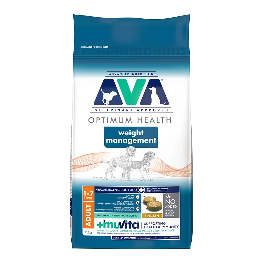 Easy-to-Use AVA Optimum Health Weight Management Adult Dry Dog Food 15kg Outstanding