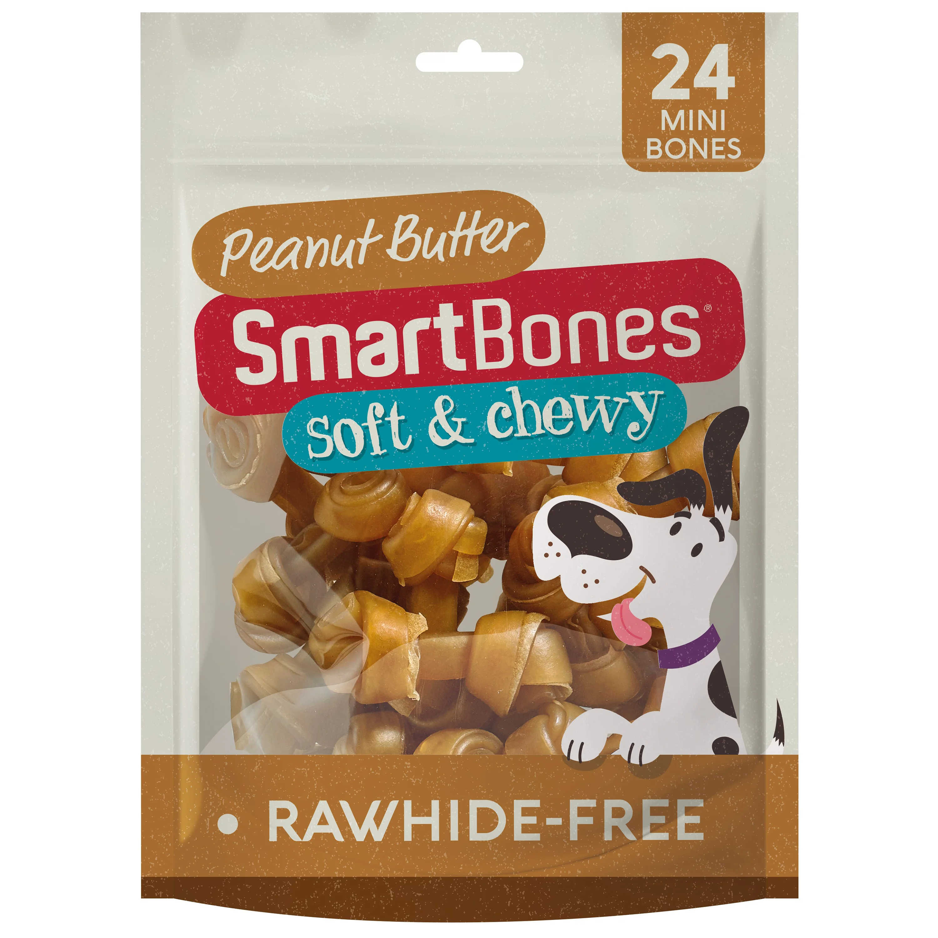 Exclusive SmartBones Mini Breed Dog Bone Chew Peanut Butter 24 Pack Smooth