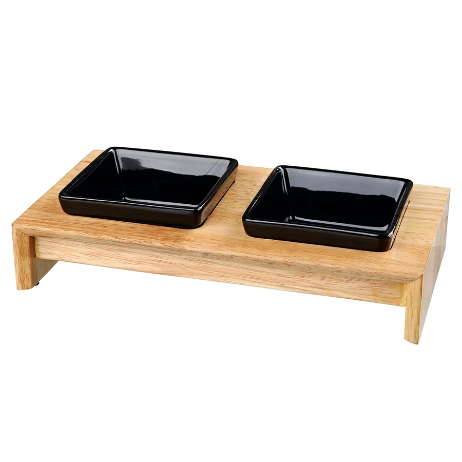 Reliable Trixie Ceramic Wood Bowl Set For Cats Dogs Durable