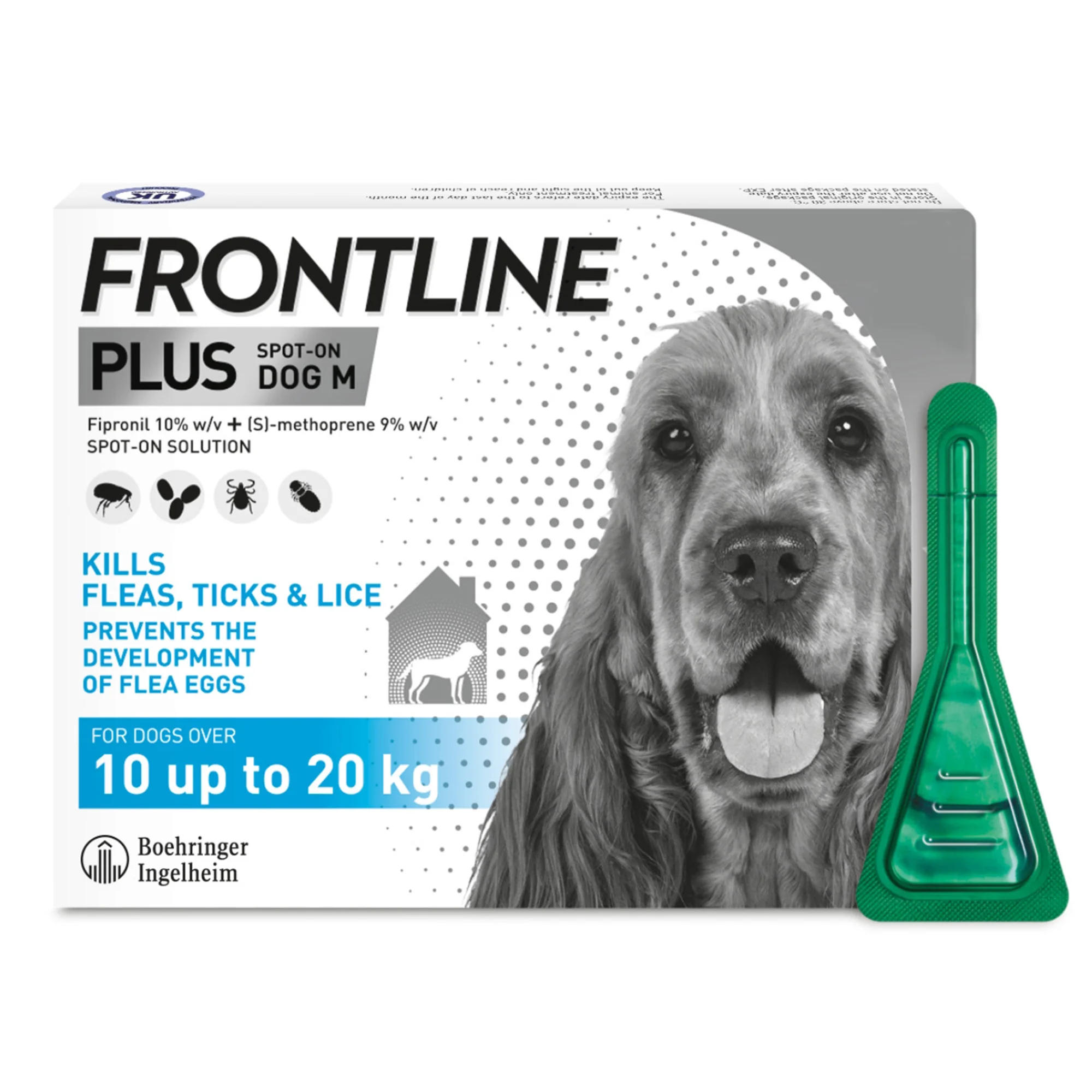 Genuine Frontline Plus Spot On Flea And Tick Treatment Medium Dog 10.01-20Kg Original Design