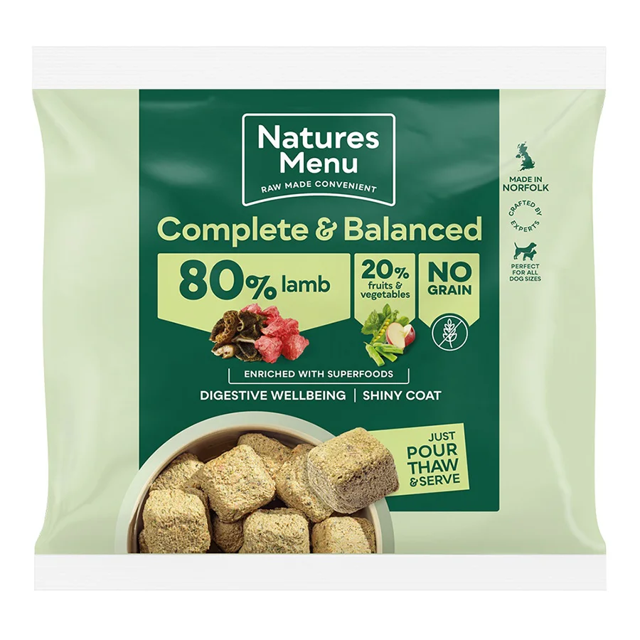 Certified Natures Menu Complete Balanced 80 20 Frozen Adult Dog Food Lamb 1kg Smart