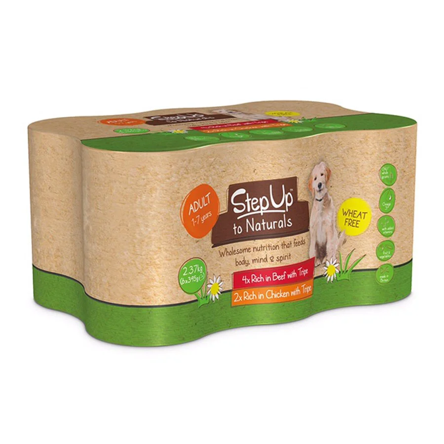 Premium Step Up Naturals Wet Adult Dog Food Tripe 6x395g Certified