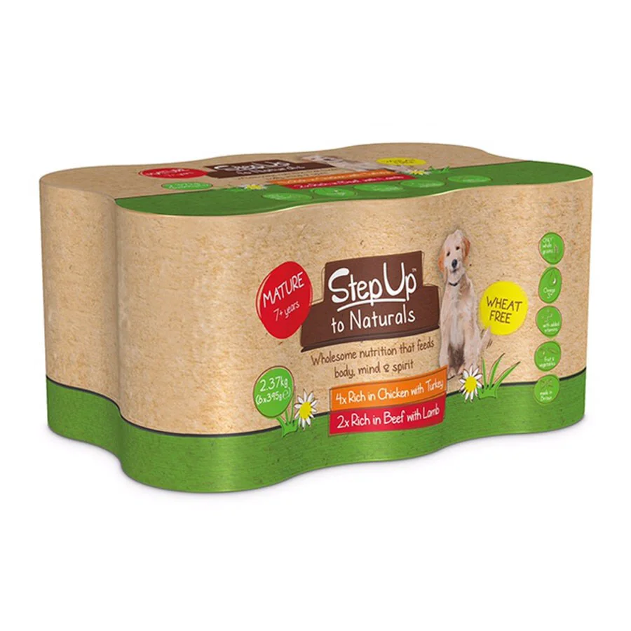 Original Design Step Up Naturals Wet Mature Dog Food Variety 6x395g Sustainable