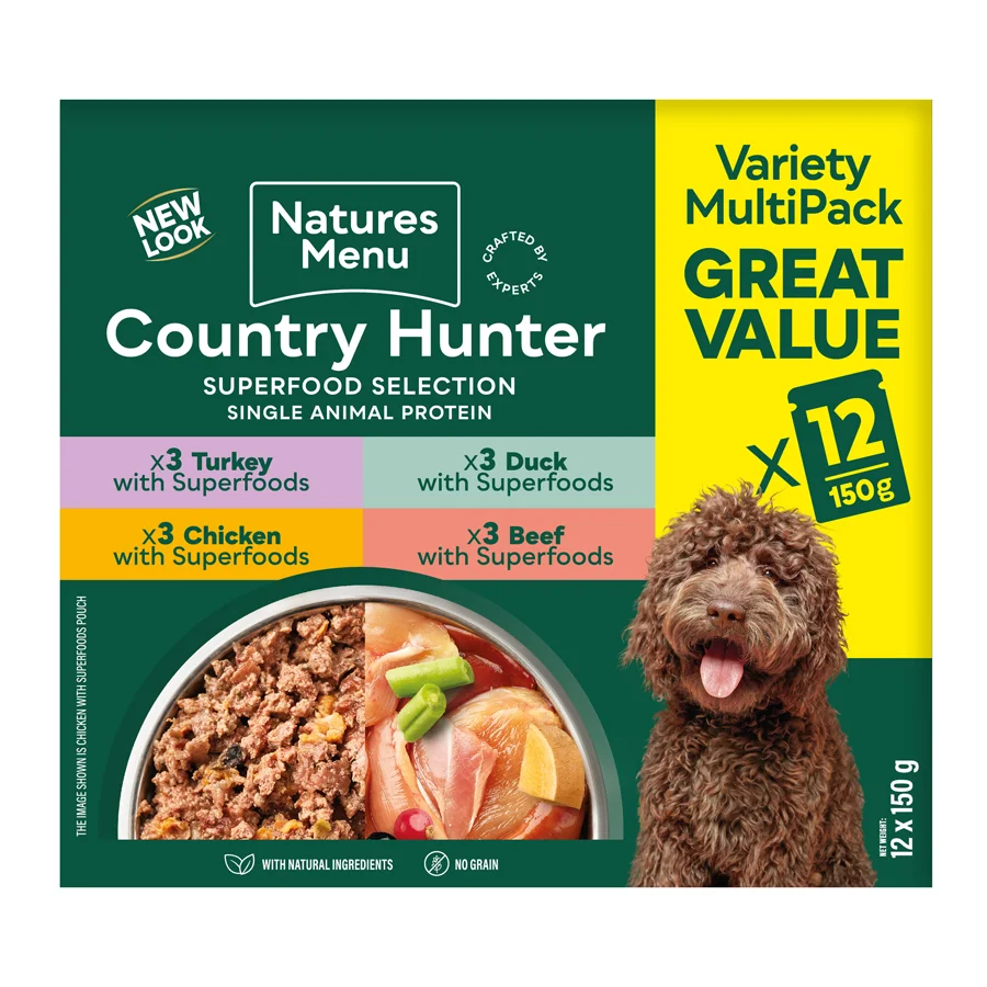 Versatile Natures Menu Country Hunter Superfood Dog Food Selection 12x150g Specialty