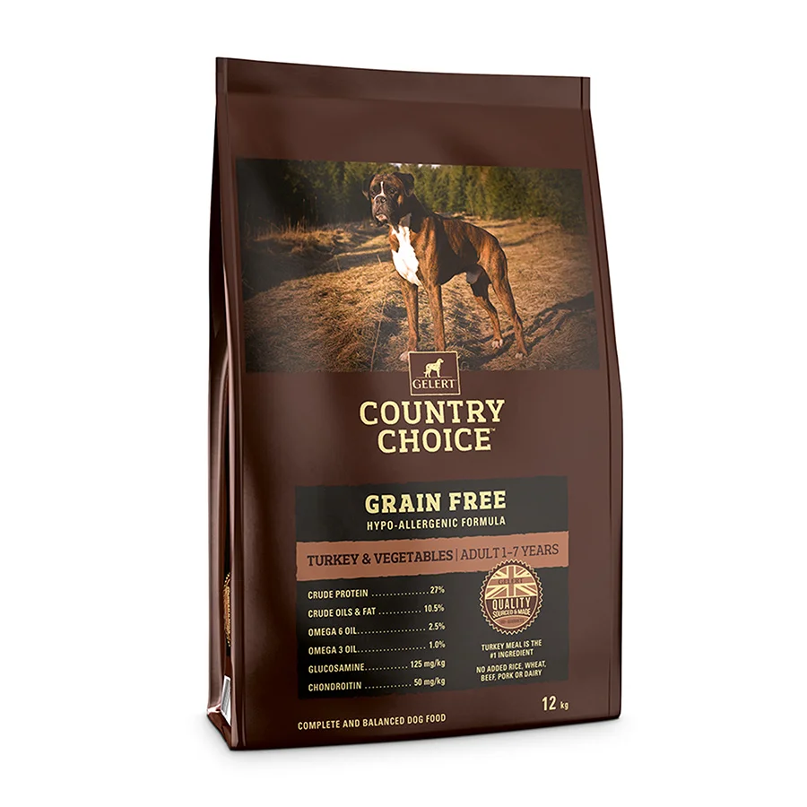 High-Performance Gelert Country Choice Grain Dry Dog Food Turkey Veg 12kg Superior