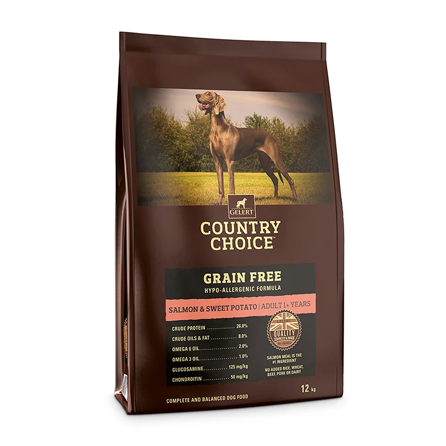 Responsible Gelert Country Choice Grain Dry Dog Food Salmon Sweet Potato 12kg Prestigious