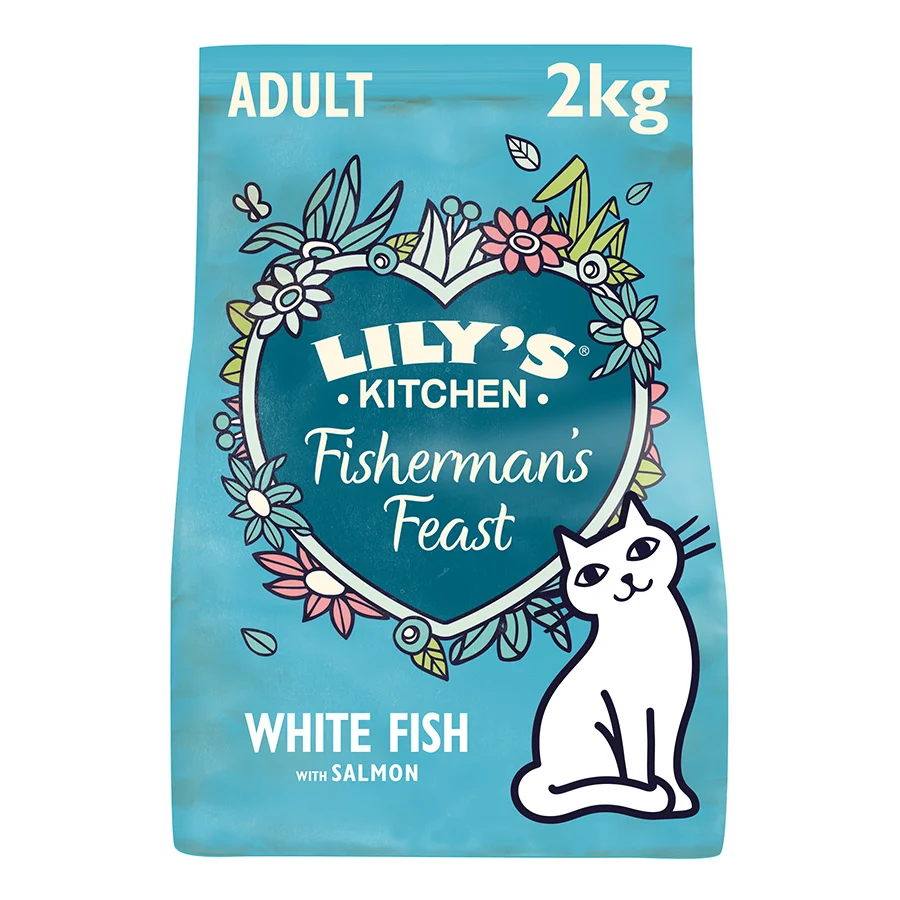 Professional Lily x27 s Kitchen Adult Cat Dry Food White Fish Salmon 2kg Fashionable