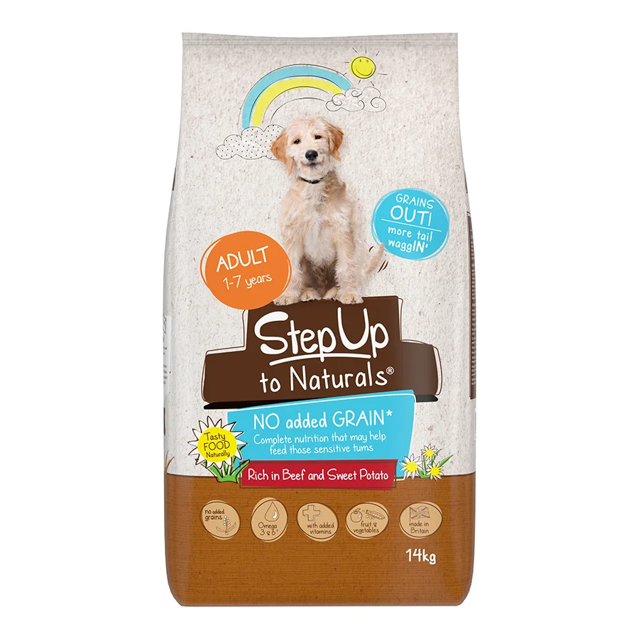 High-End Step Up Naturals No Added Grain Adult Dry Dog Food Beef Sweet Potato 14kg User-Friendly