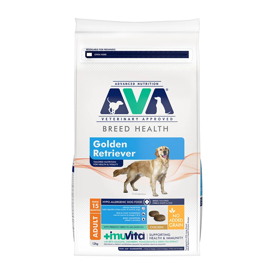 Fast AVA Breed Health Golden Retriever Dry Dog Food Chicken 12kg Verified