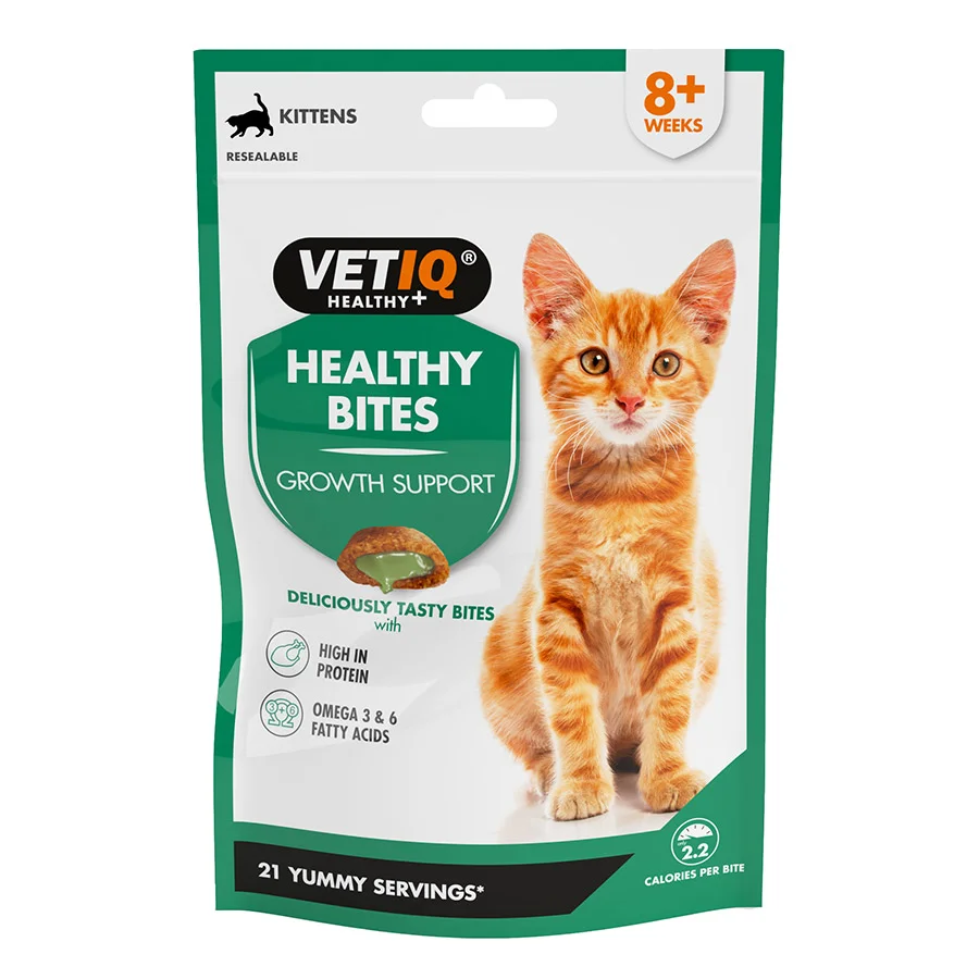 High-Quality VetIQ Growth Support Healthy Bites Kitten Treats 65g Recyclable