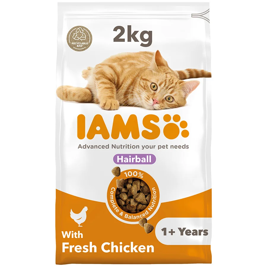 Artisan Iams Hairball Adult Dry Cat Food Chicken 2kg Relaxed