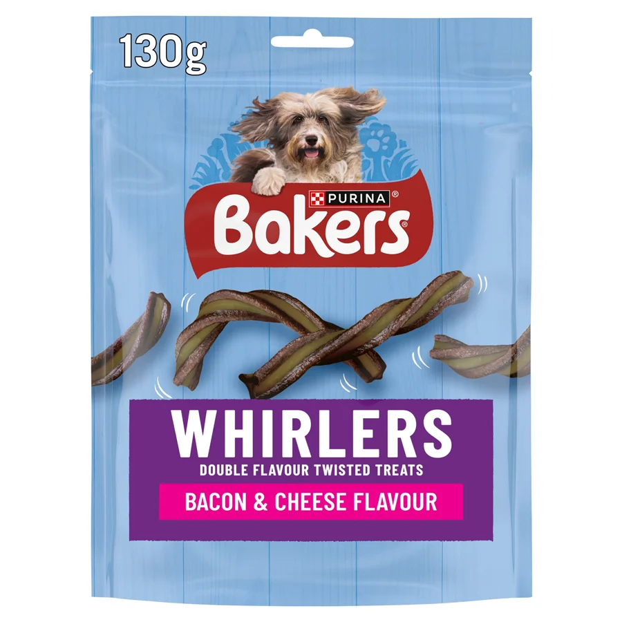 Professional Bakers Whirlers Bacon Cheese Dog Treats 130g Durable