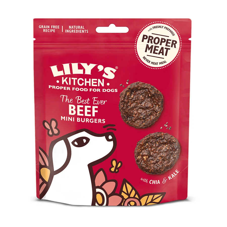 Official Lily x27 s Kitchen Ever Beef Mini Burgers Dog Treats 70g Clean