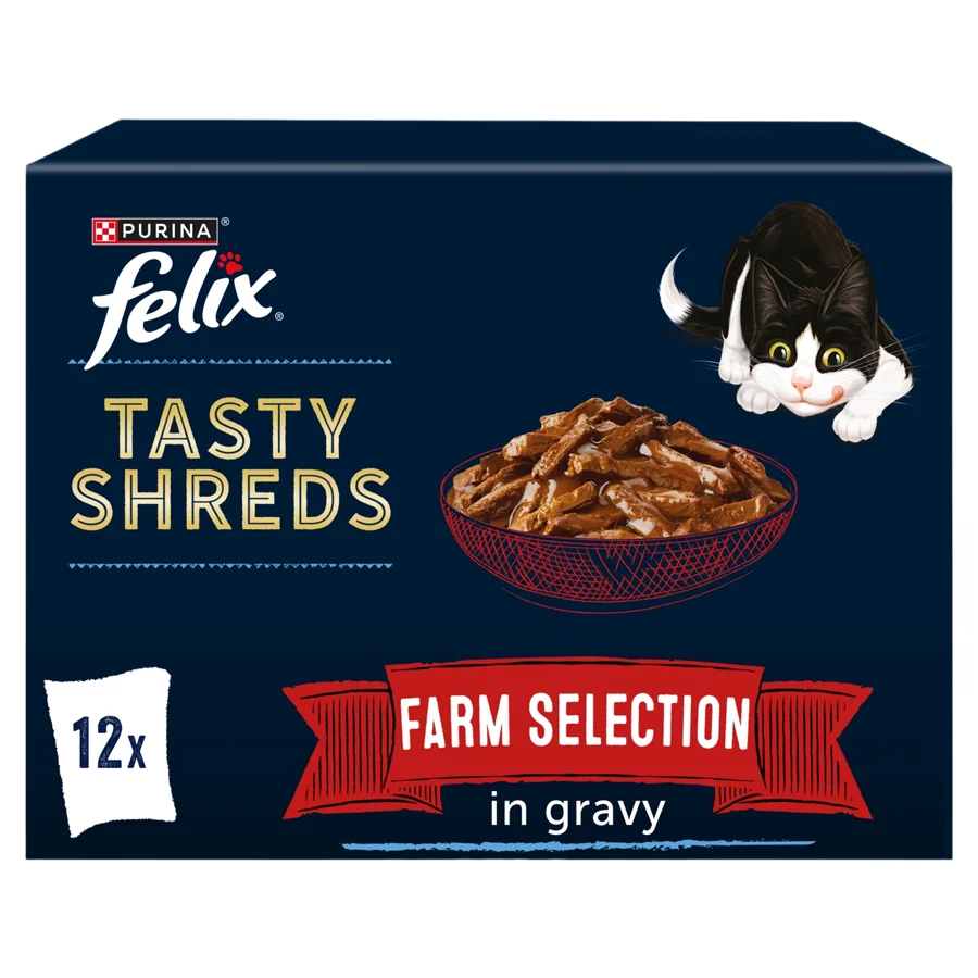 Comfortable Felix Tasty Shreds Adult Wet Cat Food Farm Selection In Gravy 12x80g Proven