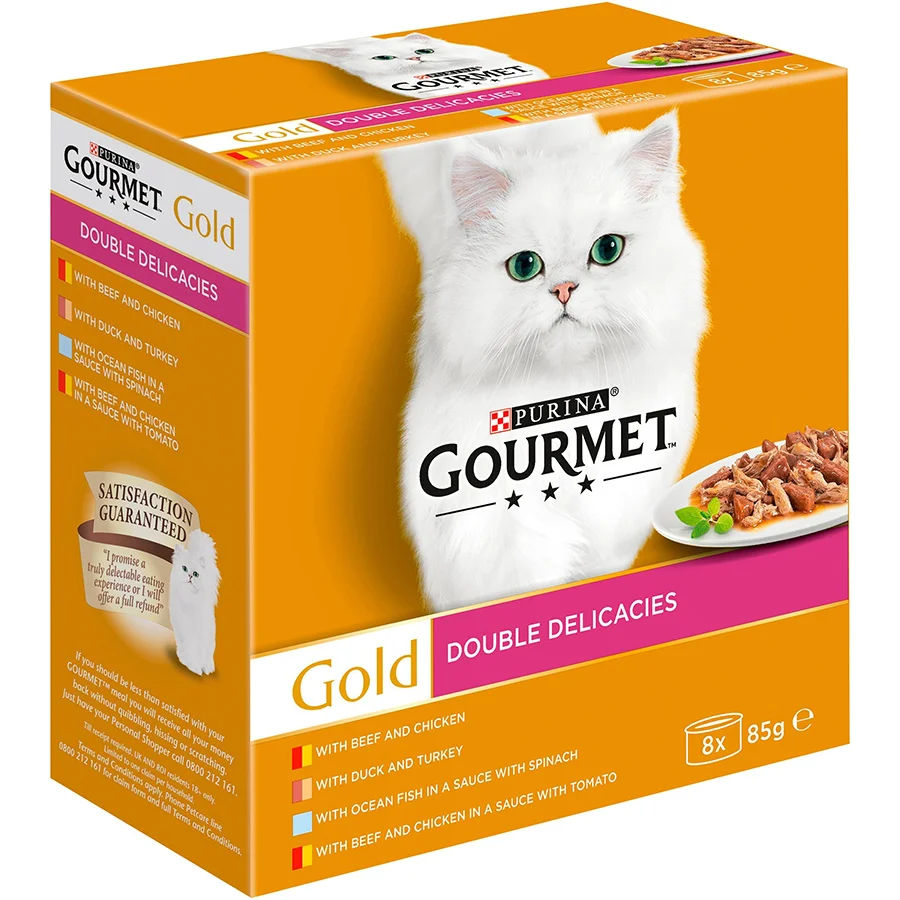 Casual Gourmet Gold Double Delicacies Wet Cat Food Mixed 8x85g Elegant